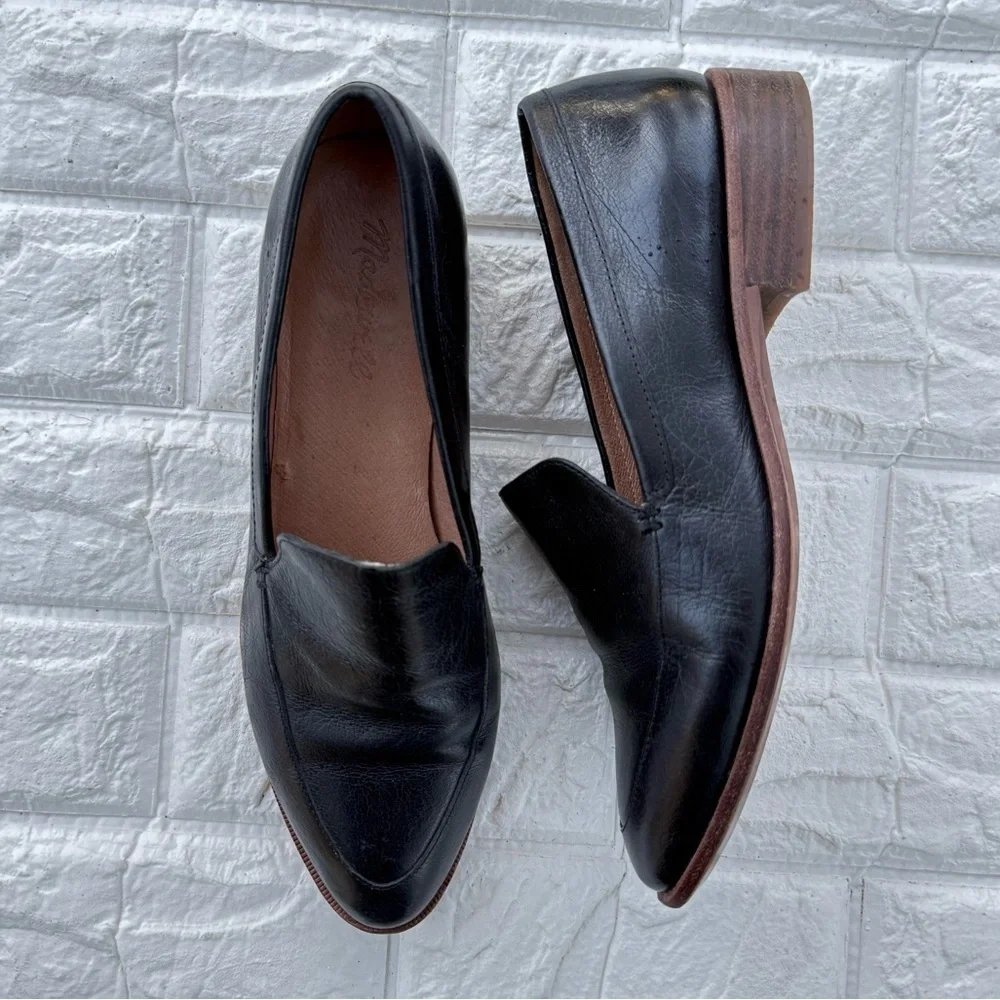 Madewell Women’s The Frances Loafer Slip On Leather Black 8